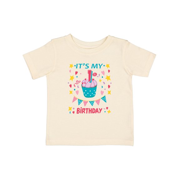 Inktastic Colorful Cupcake and Confetti Girls 1st Birthday Boys or Girls Baby T-Shirt