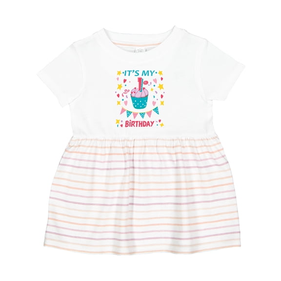 Inktastic Colorful Cupcake and Confetti Girls 1st Birthday Girls Baby Dress