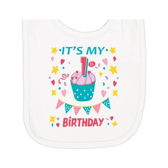 Inktastic Colorful Cupcake and Confetti Girls 1st Birthday Newborn Bib