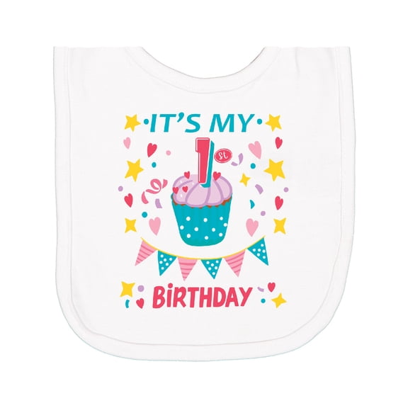 Inktastic Colorful Cupcake and Confetti Girls 1st Birthday Newborn Bib