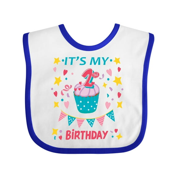 Inktastic Colorful Cupcake and Confetti Girls 2nd Birthday Boys or Girls Baby Bib