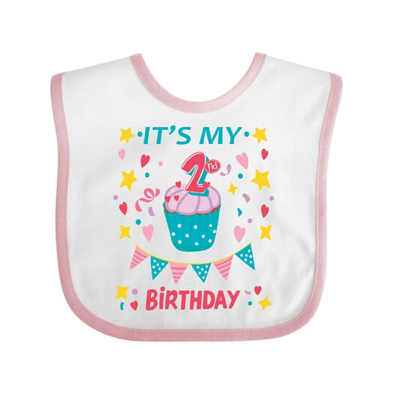 Inktastic Colorful Cupcake and Confetti Girls 2nd Birthday Boys or Girls Baby Bib
