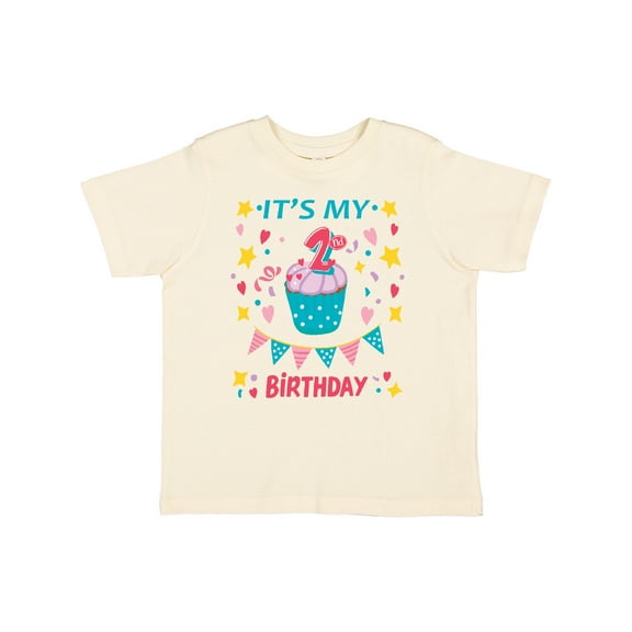 Inktastic Colorful Cupcake and Confetti Girls 2nd Birthday Boys or Girls Toddler T-Shirt