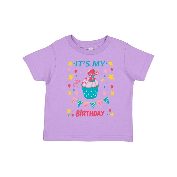 Inktastic Colorful Cupcake and Confetti Girls 2nd Birthday Boys or Girls Toddler T-Shirt