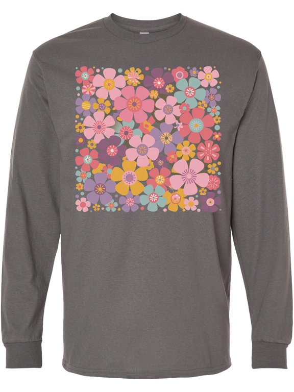 Colorful Floral Pattern Spring Flowers Long Sleeve T-Shirt