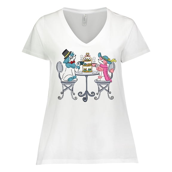 Inktastic Colorful French Poodles With Tea Women's Plus Size V-Neck T-Shirt