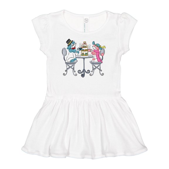 Inktastic Colorful French Poodles with Tea Girls Baby Dress