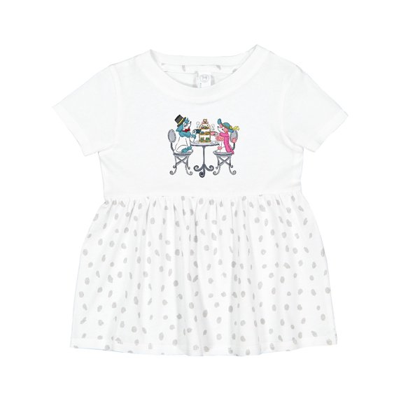 Inktastic Colorful French Poodles with Tea Girls Baby Dress