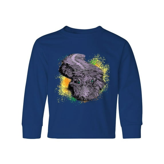 Inktastic Colorful Lurking Gator Long Sleeve Youth T-Shirt