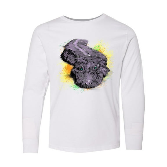 Inktastic Colorful Lurking Gator Long Sleeve Youth T-Shirt