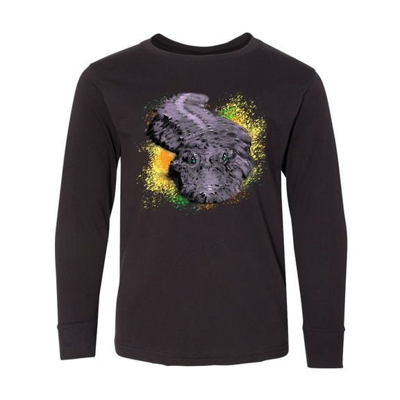 Inktastic Colorful Lurking Gator Long Sleeve Youth T-Shirt