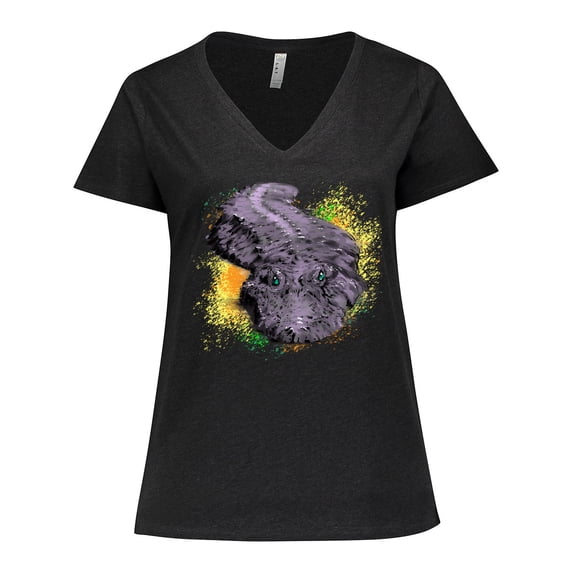 Inktastic Colorful Lurking Gator Women's Plus Size V-Neck T-Shirt
