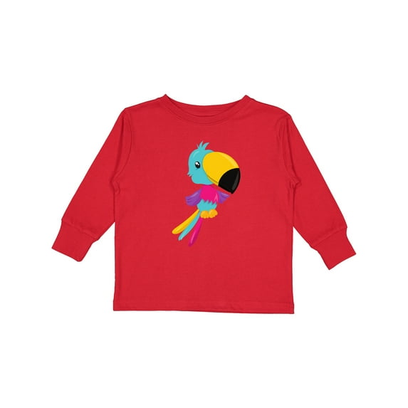 Inktastic Colorful Parrot, Cute Parrot, Tropical Parrot Boys or Girls Long Sleeve Toddler T-Shirt