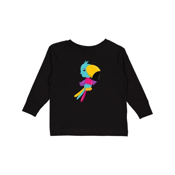 Inktastic Colorful Parrot, Cute Parrot, Tropical Parrot Boys or Girls Long Sleeve Toddler T-Shirt