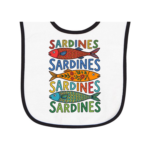Inktastic Colorful Sardines Art Baby Terry Cloth Bib