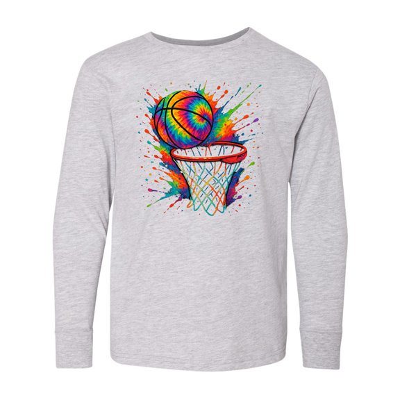 Inktastic Colorful Tie-dye Basketball Splash Art Long Sleeve Youth T-Shirt