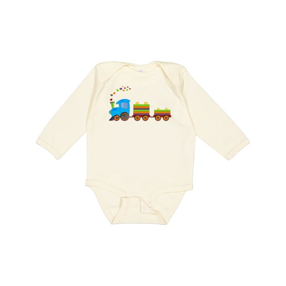 Inktastic Colorful Toy Train Boys or Girls Long Sleeve Baby Bodysuit