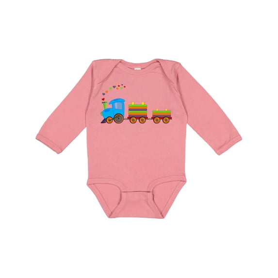 Inktastic Colorful Toy Train Boys or Girls Long Sleeve Baby Bodysuit