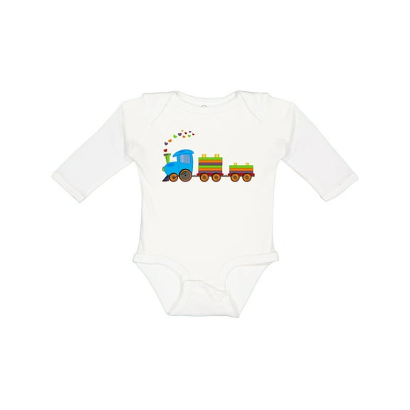Inktastic Colorful Toy Train Boys or Girls Long Sleeve Baby Bodysuit