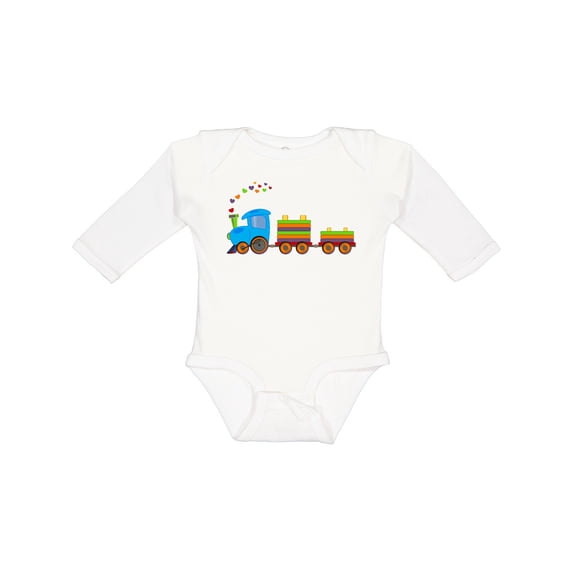 Inktastic Colorful Toy Train Boys or Girls Long Sleeve Baby Bodysuit