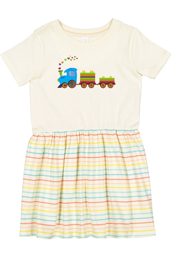 Colorful Toy Train Girls Toddler Dress