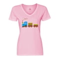 thumbnail image 1 of Inktastic Colorful Toy Train Women's V-Neck T-Shirt, 1 of 5