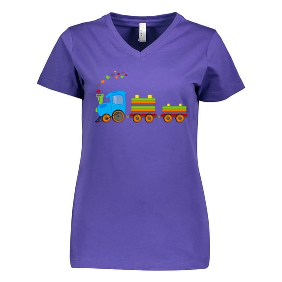 Inktastic Colorful Toy Train Women's V-Neck T-Shirt