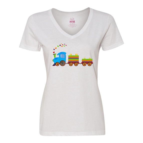 Inktastic Colorful Toy Train Women's V-Neck T-Shirt