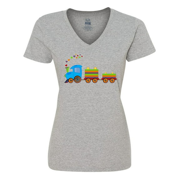 Inktastic Colorful Toy Train Women's V-Neck T-Shirt