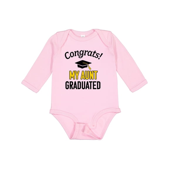 Inktastic Congrats My Aunt Graduated with Cap Boys or Girls Long Sleeve Baby Bodysuit