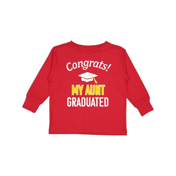 Inktastic Congrats My Aunt Graduated with Cap Boys or Girls Long Sleeve Toddler T-Shirt