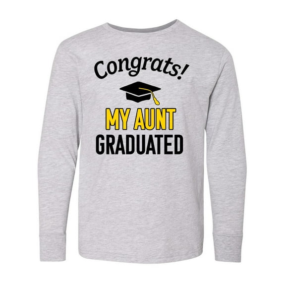 Inktastic Congrats My Aunt Graduated with cap Long Sleeve Youth T-Shirt