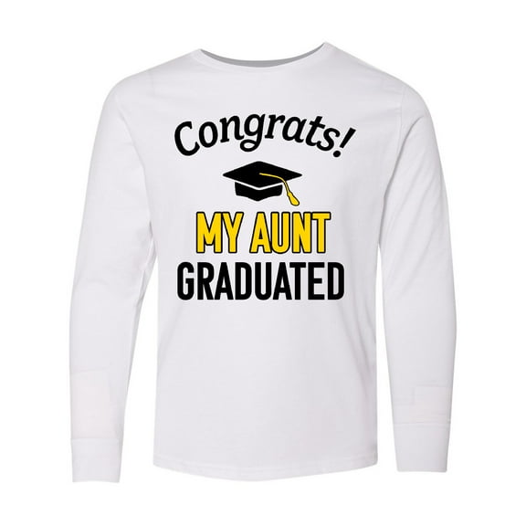 Inktastic Congrats My Aunt Graduated with cap Long Sleeve Youth T-Shirt