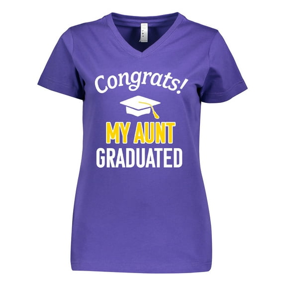 Inktastic Congrats My Aunt Graduated with cap Women's V-Neck T-Shirt