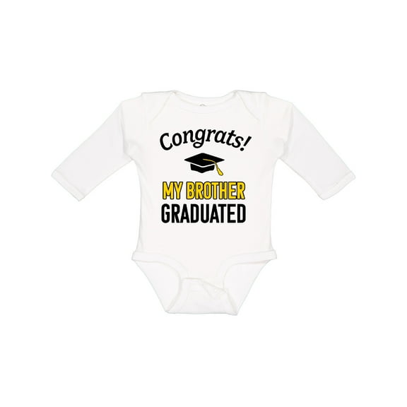 Inktastic Congrats My Brother Graduated with Cap Boys or Girls Long Sleeve Baby Bodysuit