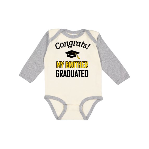 Inktastic Congrats My Brother Graduated with Cap Boys or Girls Long Sleeve Baby Bodysuit