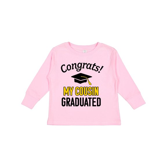 Inktastic Congrats My Cousin Graduated with Cap Boys or Girls Long Sleeve Toddler T-Shirt