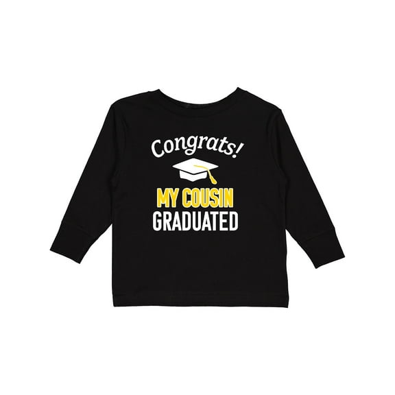 Inktastic Congrats My Cousin Graduated with cap Boys or Girls Long Sleeve Toddler T-Shirt