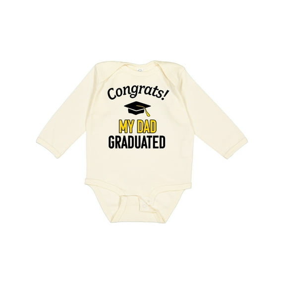 Inktastic Congrats My Dad Graduated with Cap Boys or Girls Long Sleeve Baby Bodysuit