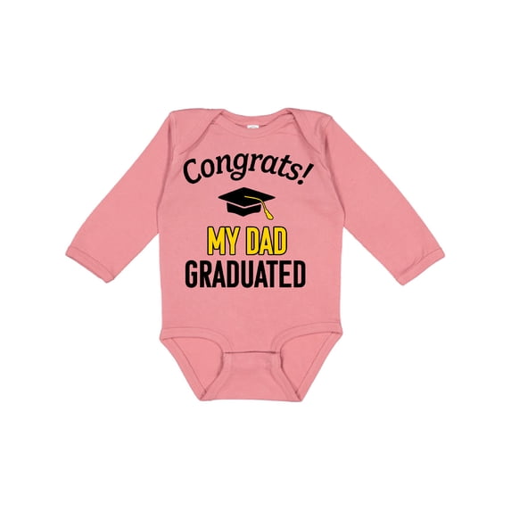 Inktastic Congrats My Dad Graduated with Cap Boys or Girls Long Sleeve Baby Bodysuit