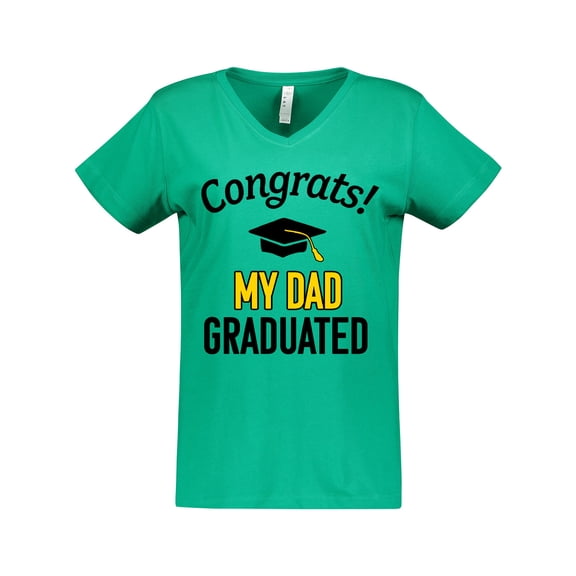 Inktastic Congrats My Dad Graduated with cap Women's V-Neck T-Shirt