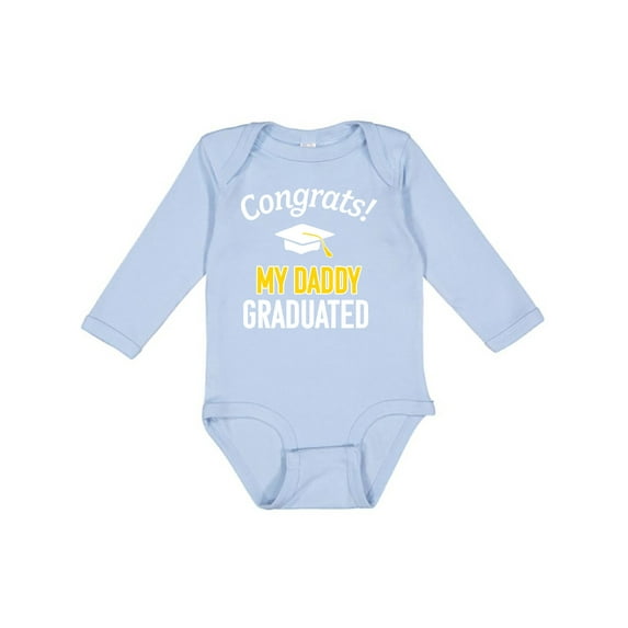 Inktastic Congrats My Daddy Graduated with Cap Boys or Girls Long Sleeve Baby Bodysuit