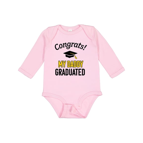 Inktastic Congrats My Daddy Graduated with Cap Boys or Girls Long Sleeve Baby Bodysuit