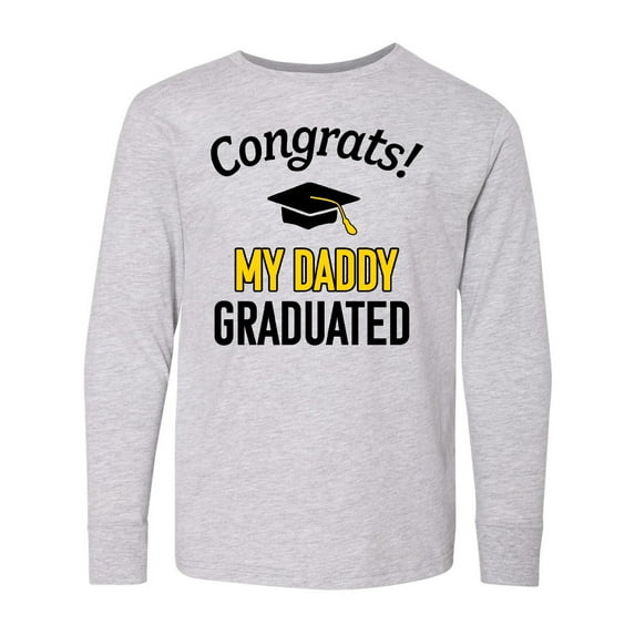 Inktastic Congrats My Daddy Graduated with cap Long Sleeve Youth T-Shirt