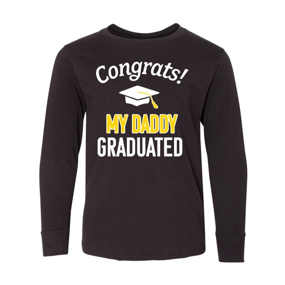 Inktastic Congrats My Daddy Graduated with cap Long Sleeve Youth T-Shirt