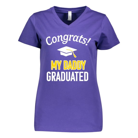 Inktastic Congrats My Daddy Graduated with cap Women's V-Neck T-Shirt