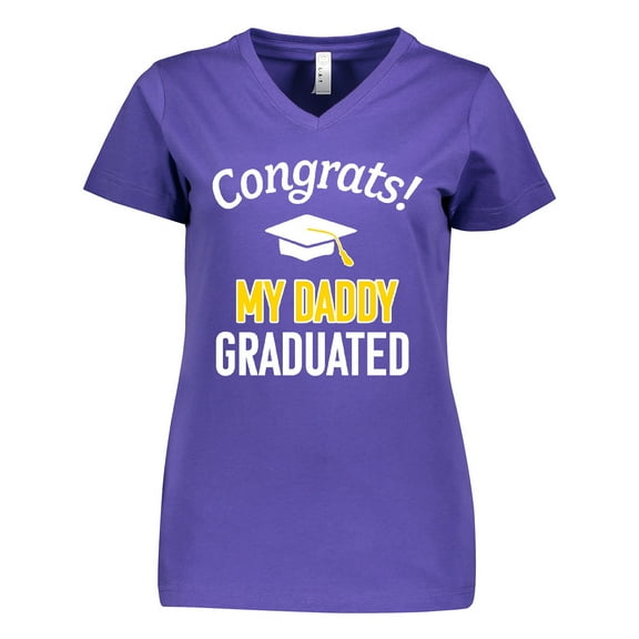 Inktastic Congrats My Daddy Graduated with cap Women's V-Neck T-Shirt