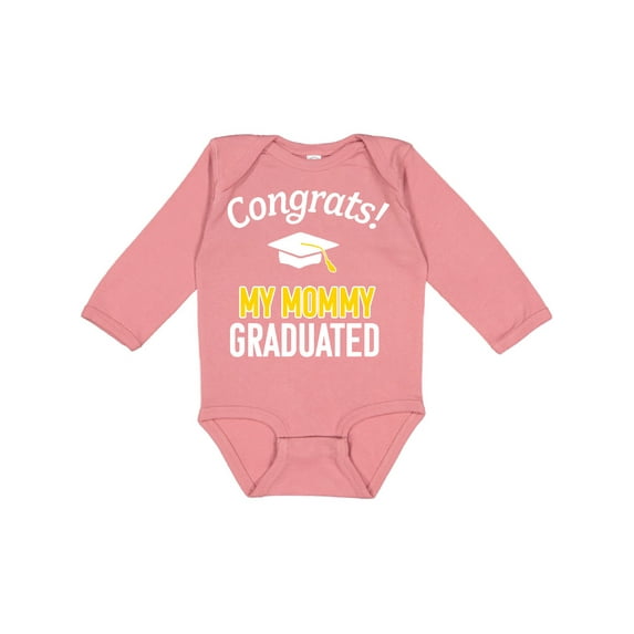 Inktastic Congrats My Mommy Graduated with Cap Boys or Girls Long Sleeve Baby Bodysuit