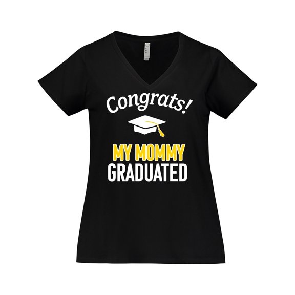 Inktastic Congrats My Mommy Graduated with cap Women's Plus Size V-Neck T-Shirt