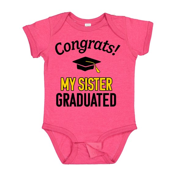 Inktastic Congrats My Sister Graduated with Cap Boys or Girls Baby Bodysuit